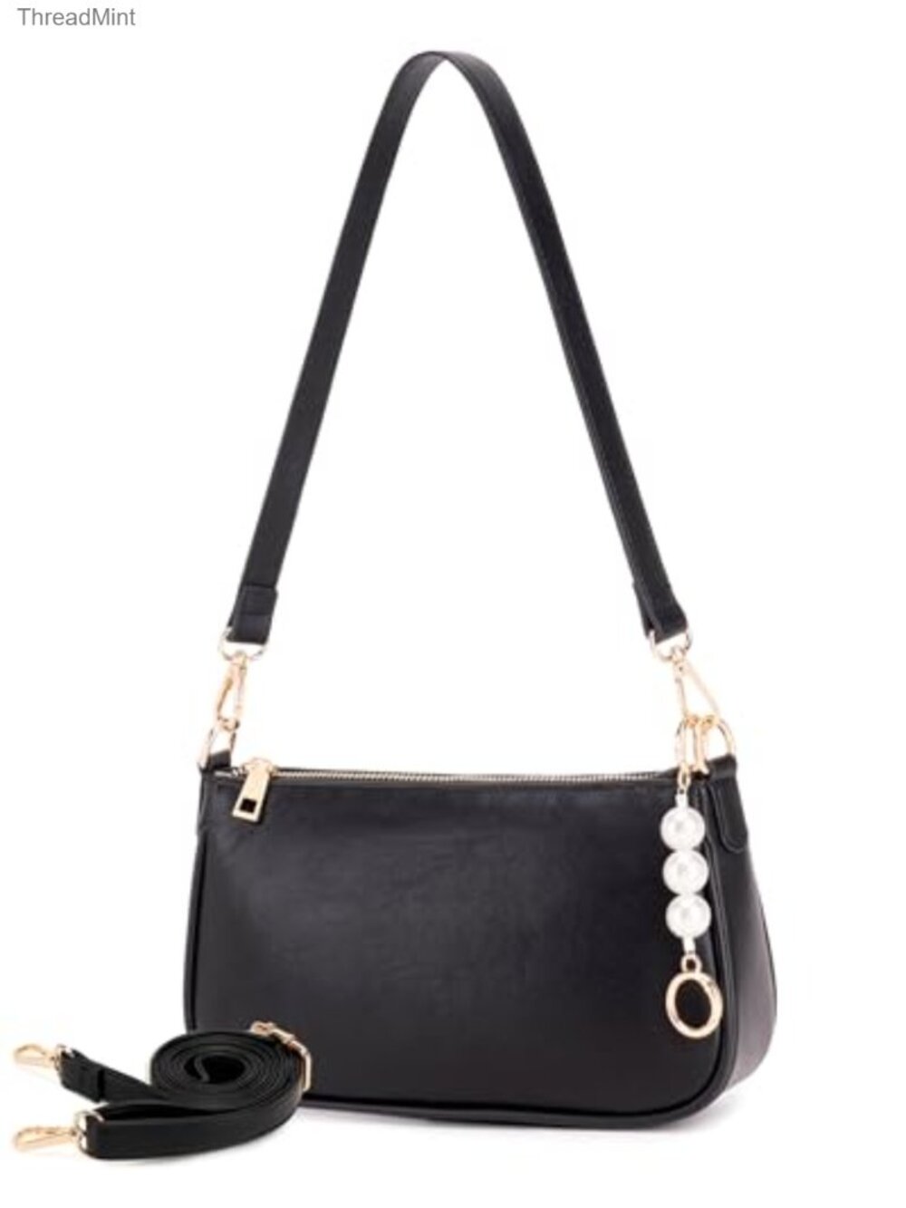 Vegan Leather Hobo Crossbody Shoulder Bag for Women with Detachable Straps